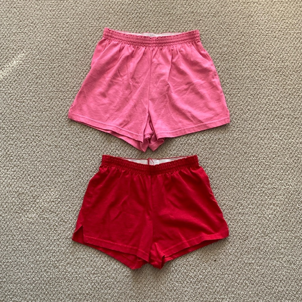 Soffe Girls’ Shorts Bundle Size Medium Pink Red Stretchy Soft Casual Bottoms EUC